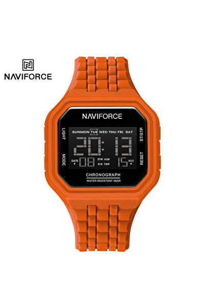 Naviforce Digital 5 ATM Su Geçirmez, Turuncu , Silikon Kol saati