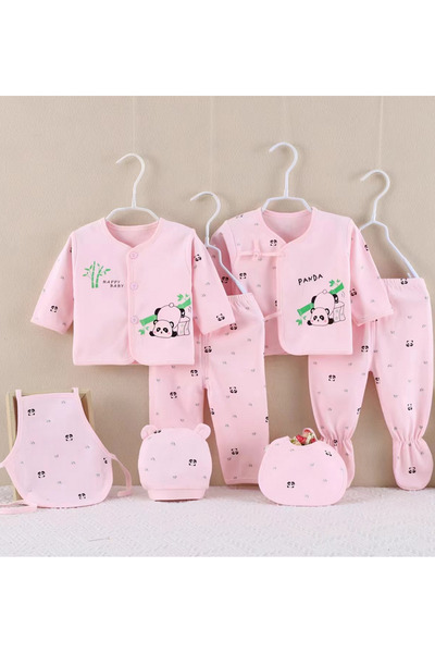 TEA1986 Haine pentru nou-nascuți, 0-3 luni, set 7 piese cu panda, bumbac 100%...