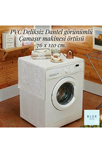 Blue Home Washing Machine Cover Pvc Lace Holes Free Liquid-Proof 76 cm X 120 ...