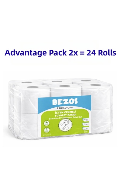 Twin Store بيزوس ورق تواليت احترافي قابل للسحب من الداخل، 24 لفة |   ميني سيم...