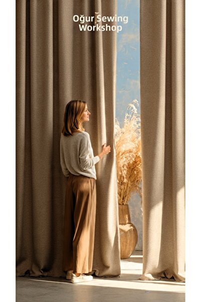 oğur dikimevi 1. Calitate Bej Blackout perdea opacă opacă termic Uni Fără Pli...