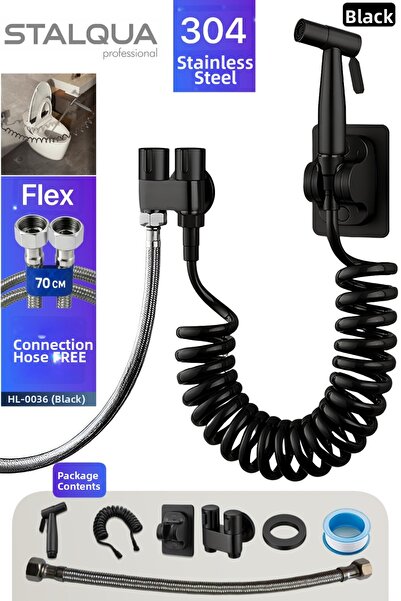 OEM صنبور رشاش مضغوط للحمام، خرطوم المرحاض باللون الأسود