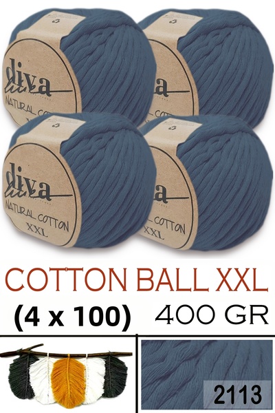 Diva İplik Bumbac natural XXL - 4 mm, șuvițe de macrameu fire, care pot fi tr...