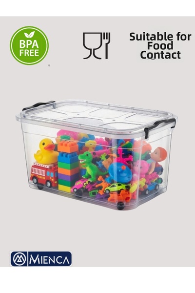 MIENCA حاوية تخزين بعجلات سعة 80 لتر |   صندوق تنظيم بلاستيكي متين