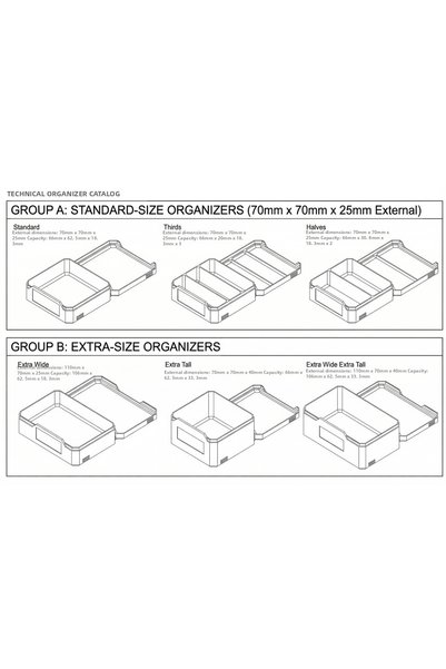 3D Layshop 6-Piece Mixed Set: Organizer Storage Box with Lid - Screw, Hobby, and Multi-Purpose Drawer Organizer