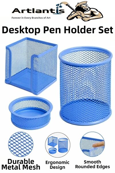 Artlantis Set suport stilou cu plasă pentru birou, 3 piese, 1 pachet, organiz...