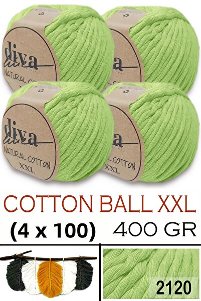 Diva İplik Natural Cotton XXL - 4 mm Taranabilir Macramé Thread -2120 Pistach...