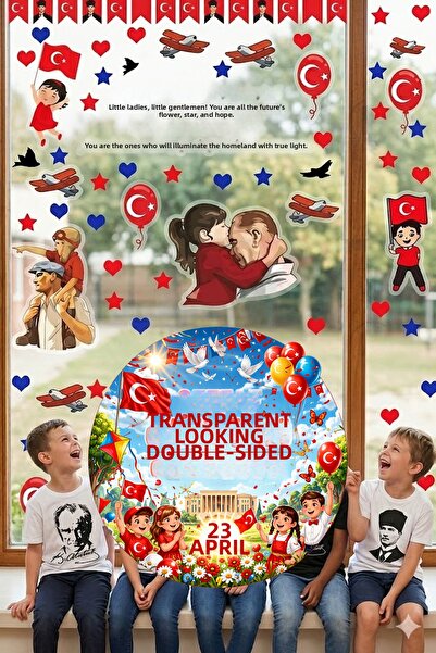 Kt Grup 23 April Children's Day Double Sided 80 Piece Calligraphic Glass Door...