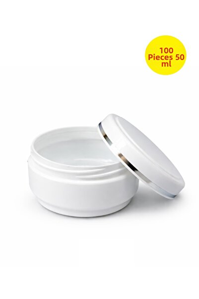 demethome علبة مستحضرات تجميل فاخرة مخططة باللون الأبيض سعة 50 مل فارغة 100 قطعة