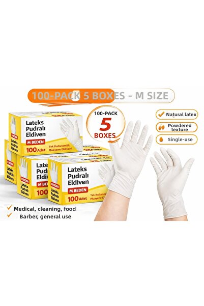 sylar Latex Powdered Gloves Size m 5 Boxes of 100 Total 500 Pieces Disposable...