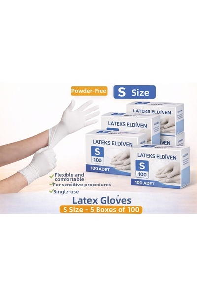 sylar Latex Gloves Size S Powder-Free 5 Boxes of 100 Disposable Stretchy Exam...