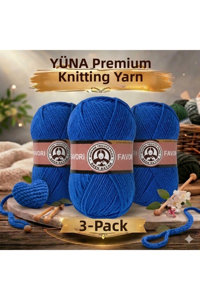 Ören Bayan Kristal 3-Piece Very Fine Knitting Yarn 016 Blue
