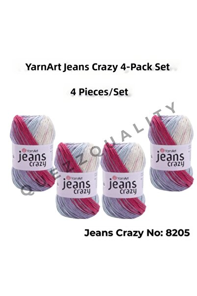 Yarnart Yarn Art Jeans Crazy Hand Knitting Yarn 8205 Punch Yarn Set of 4