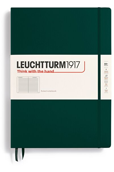 Leuchtturm1917 دفتر ملاحظات ماستر كلاسيك (A4+)، 235 صفحة، مسطر، أخضر غابوي