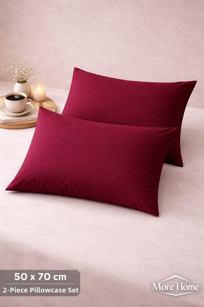 MORE HOME غطاء وسادة (قطعتان) 50 × 70 سم لون أحمر داكن
