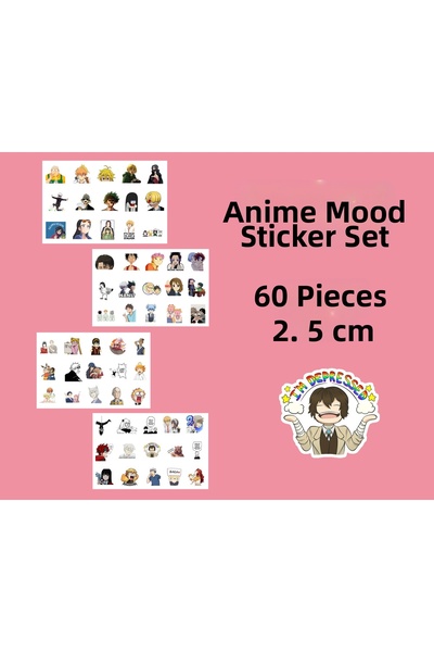 Akumastik Αυτοκόλλητα Anime Komik Mood - 60 τεμάχια αυτοκόλλητα