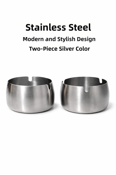 DİES 2 Pieces Gold-Silver Metal Ashtray Modern Design Stylish and Elegant Ash...