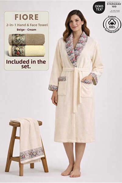 Ellaline 2 Piece Fiore Floral Women's Bathrobe Set 100% Certified Cotton +Fio...