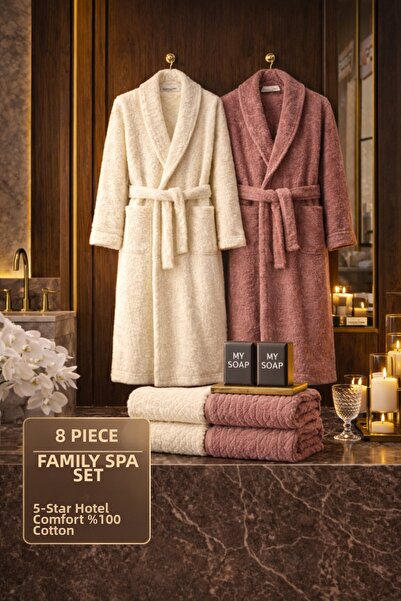 MUK's Σετ μπουρνούζια 8 τεμαχίων, 100% βαμβακερά, πολυτελείας, με ειδική τσάντα