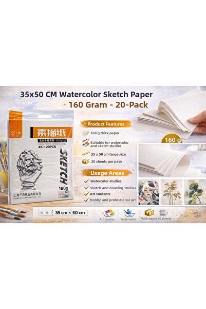 Beimo 35*50 cm 160 Grams Paint Sketch Paper Set of 20 100% Cotton