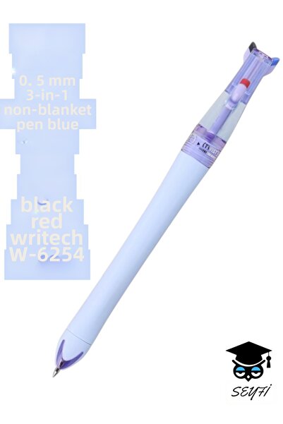 SEYFİKİRTASİYE 0.5mm 3 in 1 Ballpoint Pen Blue Black Red Writech W-6254