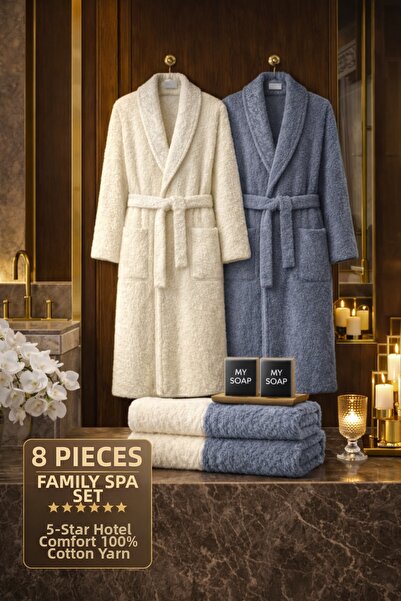 MUK's Σετ μπουρνούζια 8 τεμαχίων, 100% βαμβακερά, πολυτελείας, με ειδική τσάντα