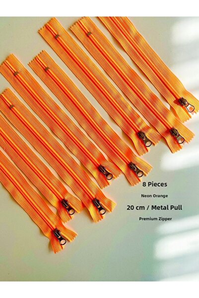 seyranat 8 Pieces of Neon Orange Metal Clips 20 cm Zipper for Bags, Wallets, ...