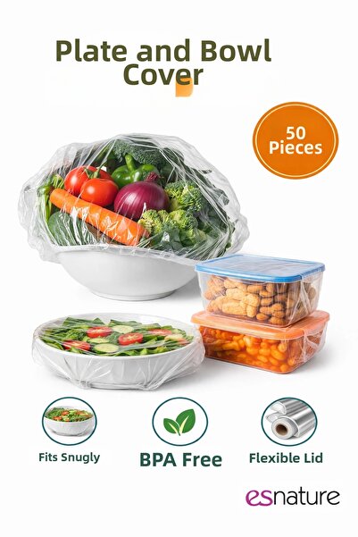 esnature Stretch Elastic Refrigerator Bag Plate Pot Food Storage Cover 50 Pie...