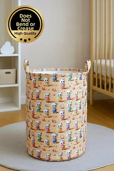 Paris Home سلة ألعاب منقوشة على شكل قطة - سلة غسيل، سلة تخزين قابلة للطي لتنظ...