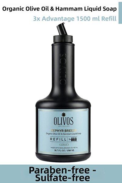 Olivos Zephyr Breeze Olive Oil Hammam Scented Liquid Soap Refill 1500 ml (3X5...