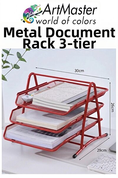 Artmaster Suport pentru documente din metal roșu, 1 pachet de 3, Organizator ...