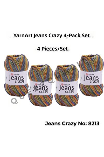 Yarnart Yarn Art Jeans Crazy Hand Knitting Yarn 8213 Punch Yarn Set of 4