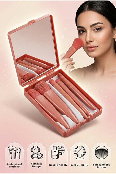 MUJGAN مجموعة فرش مكياج احترافية محمولة ذات مرآة