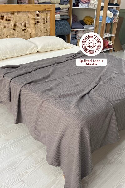 sutra 100% Cotton King Size Muslin Knitted Pique Set with Elastic Sheets