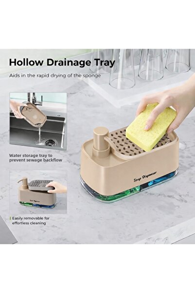 ARVALE 2-in-1 Soap Dispenser and Automatic Dishwashing Sponge Detergent Dispe...