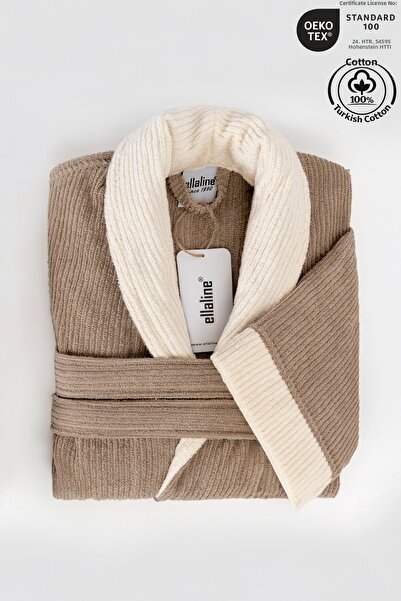 Ellaline روب حمام مخطط 100% قطن معتمد، قطعة واحدة، روب حمام/روب استحمام بلون ...