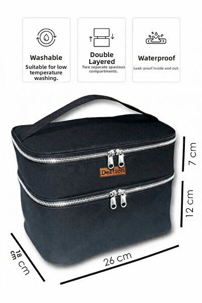 Deftion Professional Double-Compartment Large-Capacity Makeup Bag Waterproof Large Travel Organizer