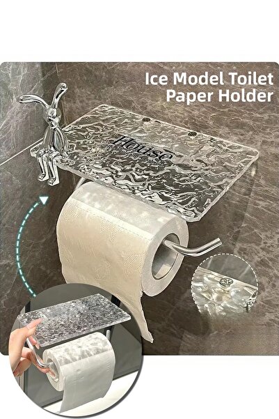 ARVALE Suport pentru șervețele WC cu model din sticlă spartă, model decorativ...