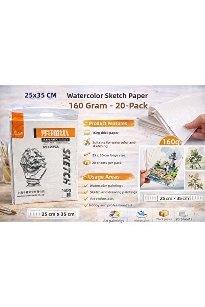 Beimo 25*35 cm 160 Grams Paint Sketch Paper Set of 20 100% Cotton