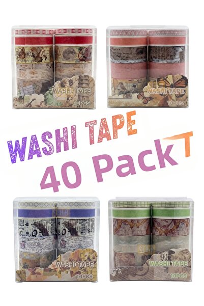 Şehir Online Mağazacılık Set de 40 de benzi decorative Washi cu hărți, flori ...