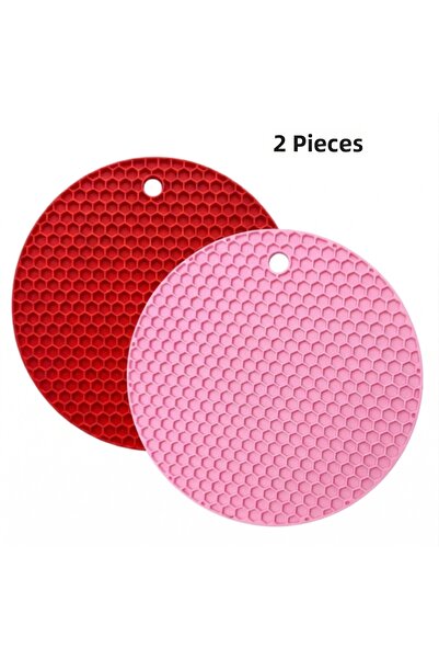 5Gen Tasarım قاعدة وصينية من السيليكون باللونين الأحمر والوردي، على شكل قرص ا...