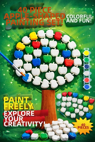 MİSSEHOME 40 Pieces (3D) Apple Fruit Stone Painting Figure Child Development ...