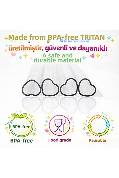 Kelira مصاصات تريتان مع قلوب، 4 قطع، خالية من مادة BPA، قابلة للقطع