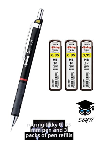 SEYFİKİRTASİYE قلم روترينغ تيكي 0.35 مع 3 عبوات من سن القلم