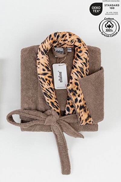 Ellaline رداء حمام بنقشة الفهد 100% قطن معتمد، رداء استحمام / رداء حمام، قطعة...