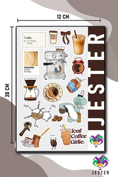 Jester Coffee 2-Pack Sticker, Decal, Diary, Agenda, Planner, Bullet, Journal, Scrapbook