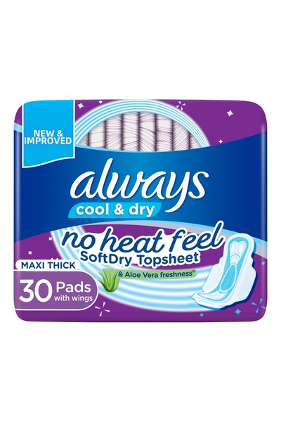 Always Cool & Dry Sanitary Pads | Large | 30 pcs