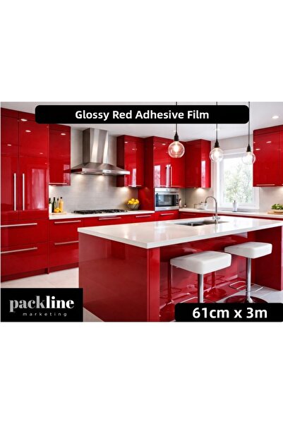 Packline Marketing Bright Red Adhesive Foil for Kitchen Cabinets and Furnitur...