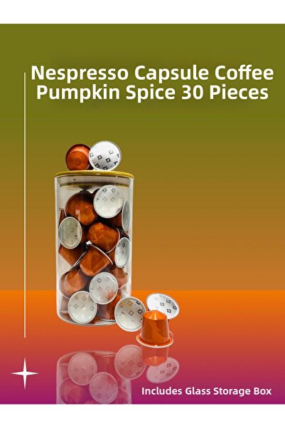 Nespresso Capsule Coffee Pumpkin Spice 30 Pieces + Glass Storage Box