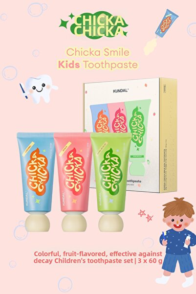 Kundal مجموعة معجون أسنان ملونة للأطفال بنكهة الفواكه وفعالة ضد التسوس، من تش...